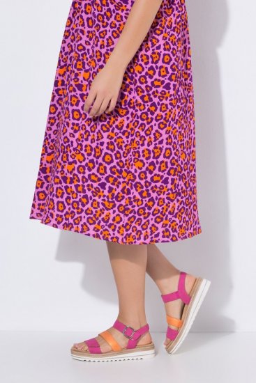 Ulla Popken 850346 Uzorkovana haljina s V-izrezom Ružičasta - Midi haljine - Ženske midi haljine plus size