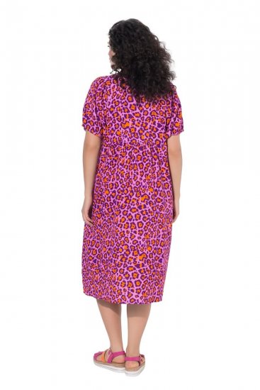 Ulla Popken 850346 Uzorkovana haljina s V-izrezom Ružičasta - Midi haljine - Ženske midi haljine plus size