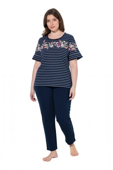 Ulla Popken 850403 Pidžama s cvjetnim uzorkom Tamnoplava - Pidžame/Loungewear - 