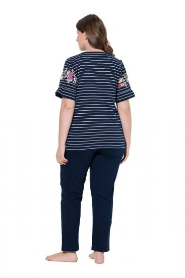 Ulla Popken 850403 Pidžama s cvjetnim uzorkom Tamnoplava - Pidžame/Loungewear - 