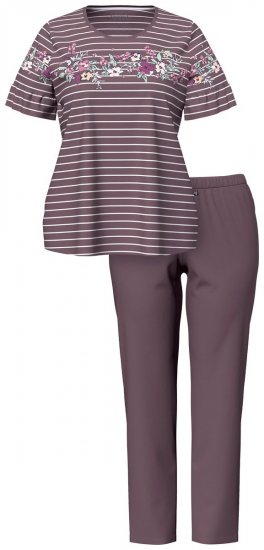 Ulla Popken 850403 Pidžama s cvjetnim uzorkom Smeđa - Pidžame/Loungewear - 