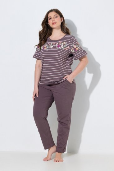 Ulla Popken 850403 Pidžama s cvjetnim uzorkom Smeđa - Pidžame/Loungewear - 