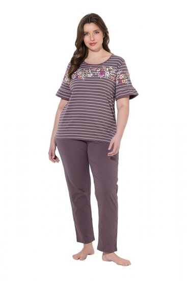 Ulla Popken 850403 Pidžama s cvjetnim uzorkom Smeđa - Pidžame/Loungewear - 