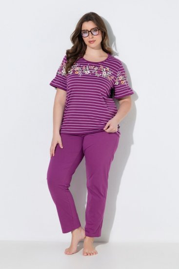Ulla Popken 850403 Pidžama s cvjetnim uzorkom Ljubičasta - Pidžame/Loungewear - 