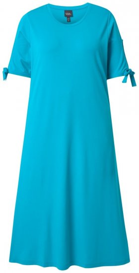 Ulla Popken 850724 Midi haljina kratkih rukava s pojasom za vezanje Tirkizna - Midi haljine - Ženske midi haljine plus size