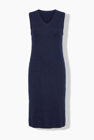 Ulla Popken 850725 Pletena haljina s V-izrezom Tamnoplava - Pletene haljine - 