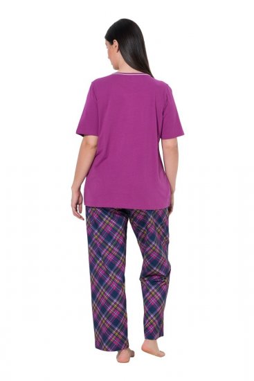 Ulla Popken 850864 3-dijelni komplet pidžame s kariranim uzorkom Ljubičasta - Pidžame/Loungewear - 