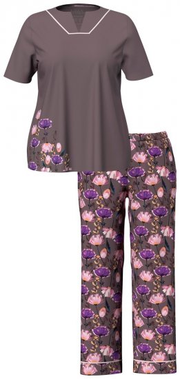 Ulla Popken 850903 Pidžama s cvjetnim uzorkom 2 kom Smeđa - Pidžame/Loungewear - 