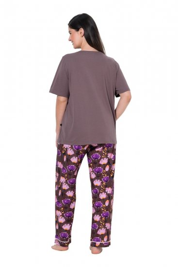 Ulla Popken 850903 Pidžama s cvjetnim uzorkom 2 kom Smeđa - Pidžame/Loungewear - 