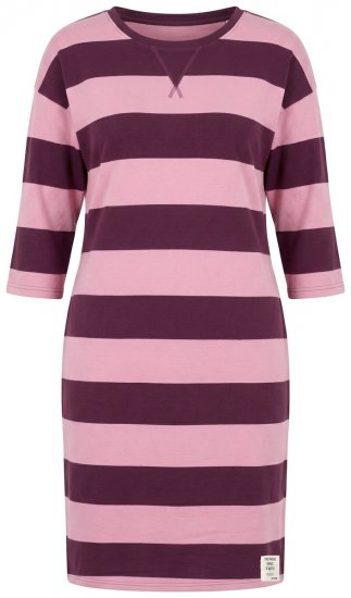Ulla Popken 850958 Prugasta sportska haljina s 3/4 rukavima Vinsko crvena - Haljine od trenirke -