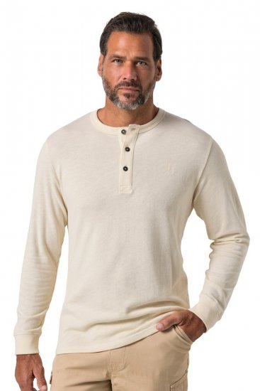 JP1880 851075 Henley majica dugih rukava Pješčano siva TALL - TALL T-shirts - Majice za Visoke Muškarce