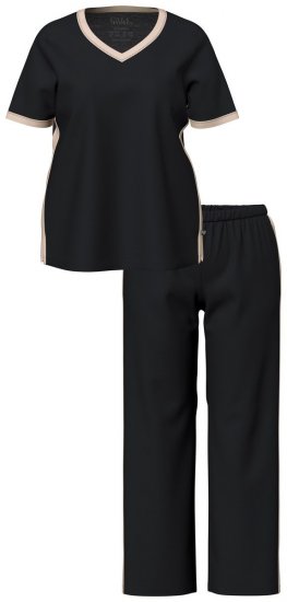 Ulla Popken 851245 Pidžama s prugama Crna - Pidžame/Loungewear - 