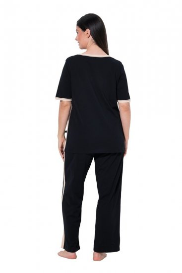 Ulla Popken 851245 Pidžama s prugama Crna - Pidžame/Loungewear - 