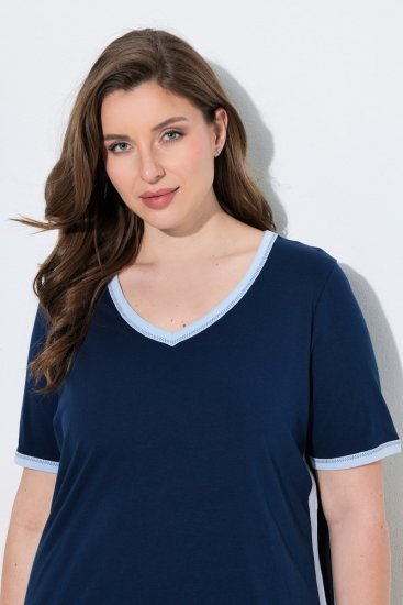 Ulla Popken 851245 Pidžama s prugama Tamnoplava - Pidžame/Loungewear - 