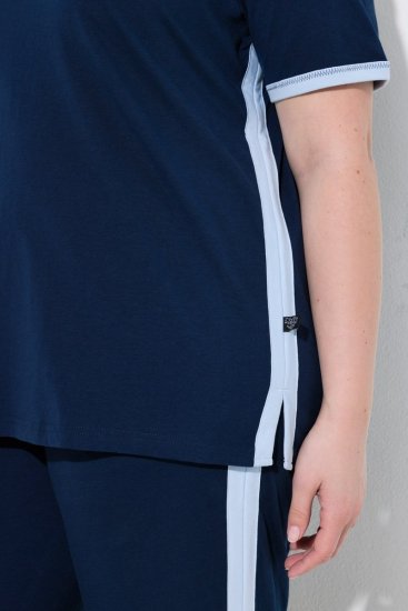 Ulla Popken 851245 Pidžama s prugama Tamnoplava - Pidžame/Loungewear - 