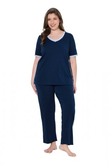 Ulla Popken 851245 Pidžama s prugama Tamnoplava - Pidžame/Loungewear - 
