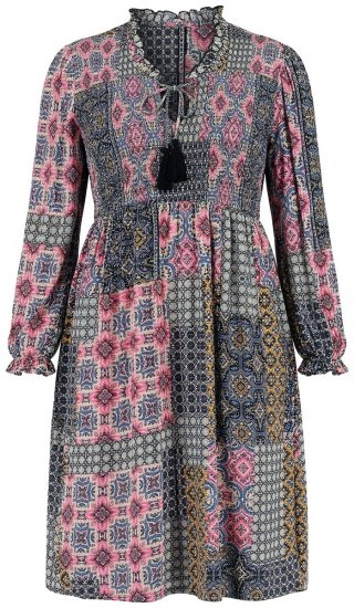 Ulla Popken 851546 Uzorkovana midi haljina Senf žuta - Midi haljine - Ženske midi haljine plus size