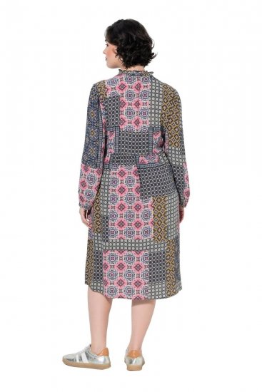 Ulla Popken 851546 Uzorkovana midi haljina Senf žuta - Midi haljine - Ženske midi haljine plus size