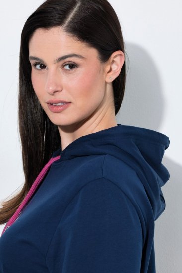 Ulla Popken 851749 Kućna haljina s kariranim uzorkom i kapuljačom Tamnoplava - Pidžame/Loungewear - 