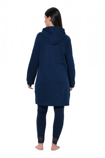Ulla Popken 851749 Kućna haljina s kariranim uzorkom i kapuljačom Tamnoplava - Pidžame/Loungewear - 