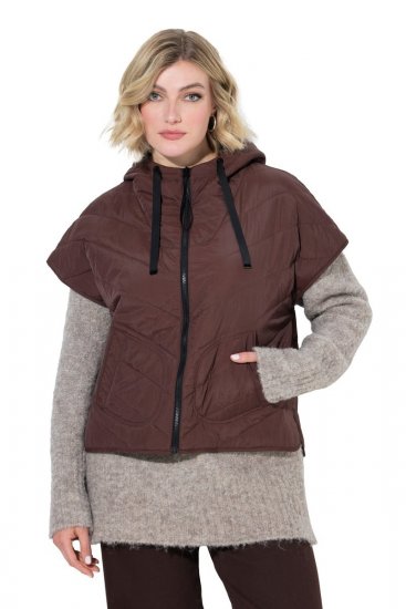 Ulla Popken 851785 Oversize prošiveni prsluk s kapuljačom Smeđa - Prsluci - 