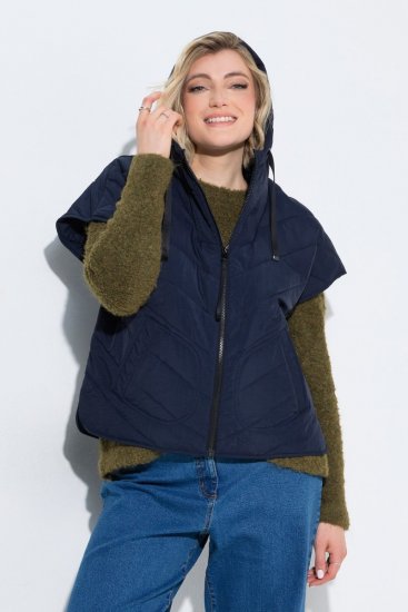 Ulla Popken 851785 Oversize prošiveni prsluk s kapuljačom Tamnoplava - Prsluci - 