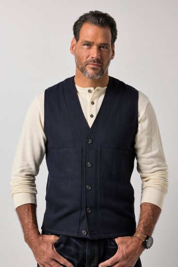 JP1880 851800 Tvid prsluk s uzorkom riblje kosti Tamnoplava - Odijela - Muška Odijela Veliki Brojevi