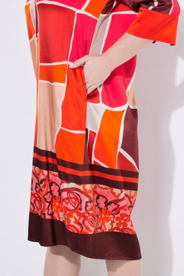 Ulla Popken 852024 Midi haljina A-kroja s 3/4 rukavima Ružičasta - Midi haljine - Ženske midi haljine plus size