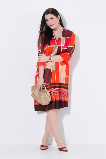 Ulla Popken 852024 Midi haljina A-kroja s 3/4 rukavima Ružičasta - Midi haljine - Ženske midi haljine plus size