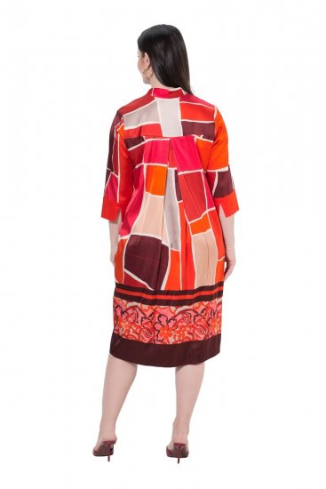 Ulla Popken 852024 Midi haljina A-kroja s 3/4 rukavima Ružičasta - Midi haljine - Ženske midi haljine plus size