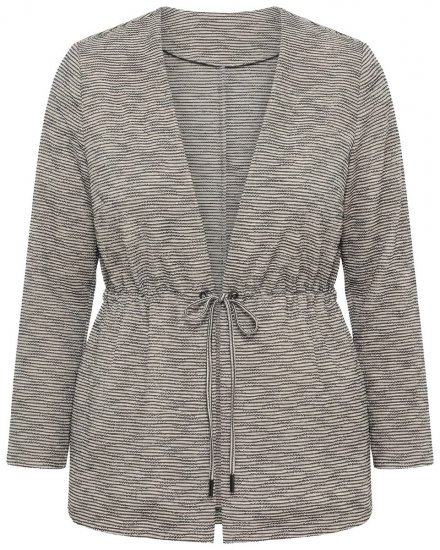 Ulla Popken 852086 Prugasta vesta s vezicom Taupe - Kardigani - Kardigani u velikim veličinama