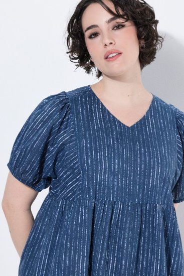Ulla Popken 852214 Prugasta midi haljina Tamnoplava - Midi haljine - Ženske midi haljine plus size