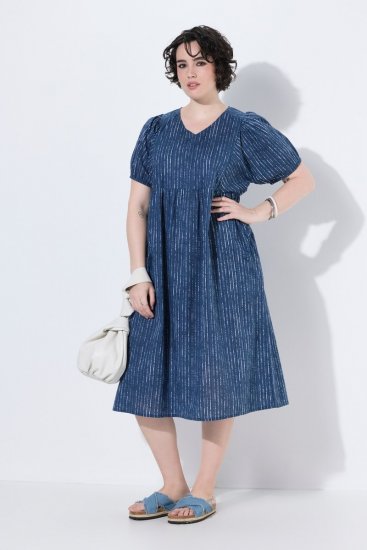 Ulla Popken 852214 Prugasta midi haljina Tamnoplava - Midi haljine - Ženske midi haljine plus size
