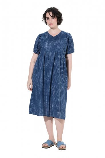 Ulla Popken 852214 Prugasta midi haljina Tamnoplava - Midi haljine - Ženske midi haljine plus size