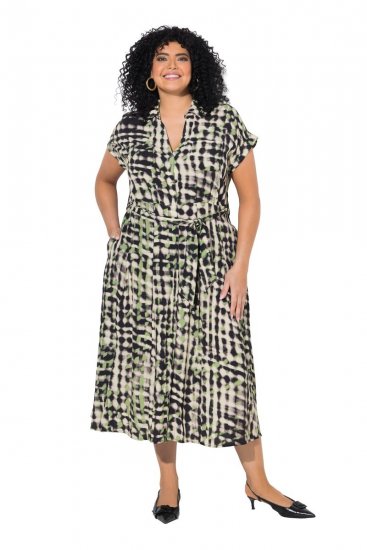 Ulla Popken 852257 Uzorkovana maxi haljina Taupe - Maxi haljine - Duge maxi haljine velikih brojeva