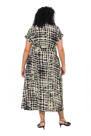Ulla Popken 852257 Uzorkovana maxi haljina Taupe - Maxi haljine - Duge maxi haljine velikih brojeva