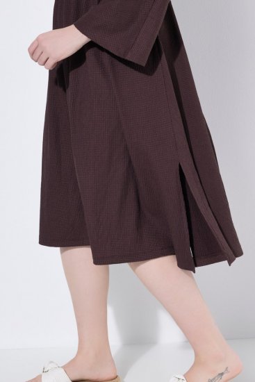 Ulla Popken 852307 Haljina na preklop dugih rukava Mahagonij smeđa - Midi haljine - Ženske midi haljine plus size