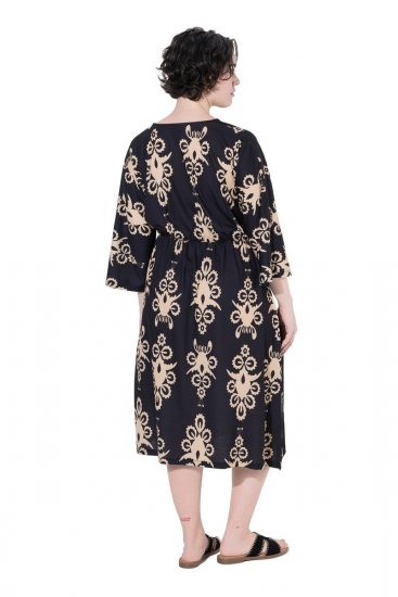 Ulla Popken 852315 Uzorkovana haljina na preklop Crna - Midi haljine - Ženske midi haljine plus size