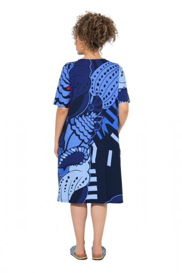 Ulla Popken 852394 Midi haljina kratkih rukava s V-izrezom Tamnoplava - Midi haljine - Ženske midi haljine plus size
