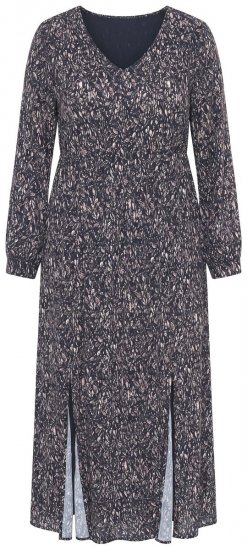Ulla Popken 852606 Uzorkovana maxi haljina Crna - Maxi haljine - Duge maxi haljine velikih brojeva