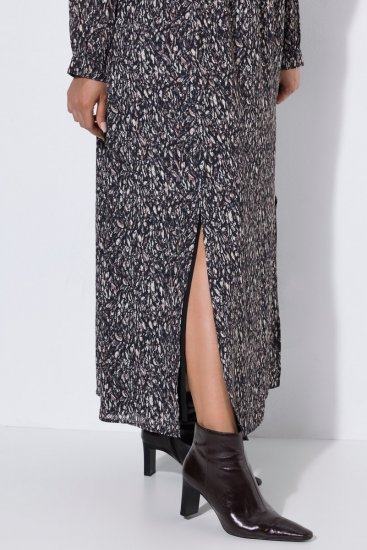 Ulla Popken 852606 Uzorkovana maxi haljina Crna - Maxi haljine - Duge maxi haljine velikih brojeva