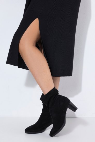 Ulla Popken 852630 Pletena haljina dugih rukava Crna - Midi haljine - Ženske midi haljine plus size