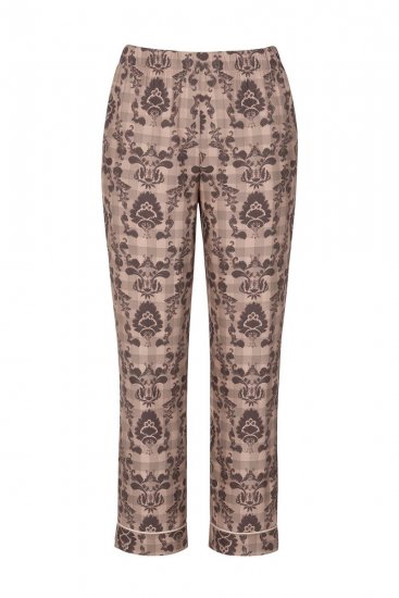 Ulla Popken 852649 Pidžama s uzorkom i košuljnim ovratnikom Smeđa - Pidžame/Loungewear - 
