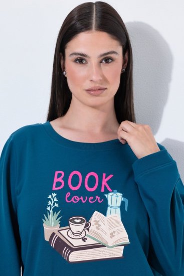 Ulla Popken 852710 Kućni pulover dugih rukava Petrolej - Pidžame/Loungewear - 