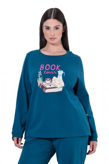 Ulla Popken 852710 Kućni pulover dugih rukava Petrolej - Pidžame/Loungewear - 