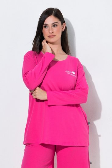 Ulla Popken 852747 Gornji dio pidžame dugih rukava Ružičasta - Pidžame/Loungewear - 