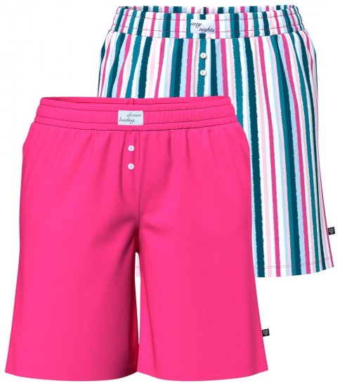 Ulla Popken 852752 Kratke hlače za pidžamu s prugama 2 kom Ružičasta - Pidžame/Loungewear - 