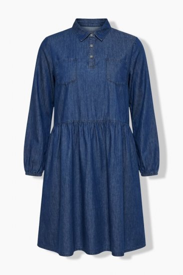 Ulla Popken 852768 Traper haljina A-kroja s džepovima Denim plava - Haljine - Haljine za sve veličine