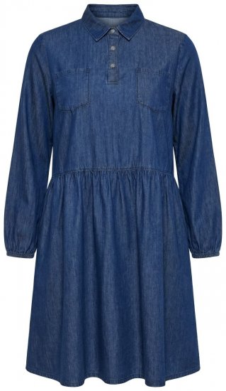 Ulla Popken 852768 Traper haljina A-kroja s džepovima Denim plava - Haljine - Haljine za sve veličine