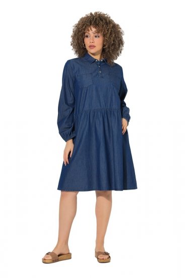 Ulla Popken 852768 Traper haljina A-kroja s džepovima Denim plava - Haljine - Haljine za sve veličine
